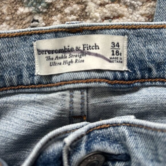 Abercrombie & Fitch Jeans Womens 34 Light Ankle Straight High Rise Patchwork - Picture 6 of 8